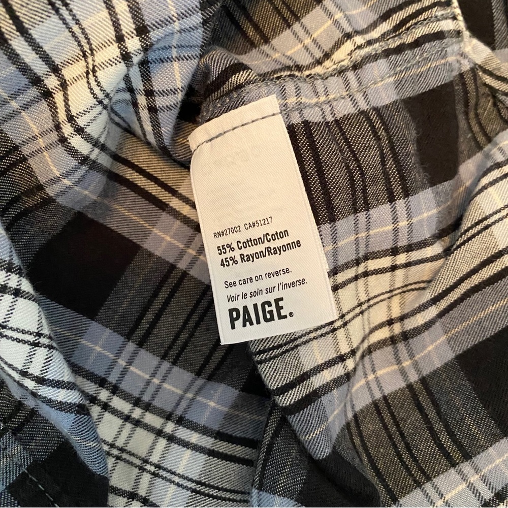 PAIGE Never Worn Plaid Shirt Blouse Size M - Picture 7 of 8